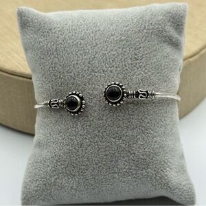 Men’s Silver tone and Black stone Aztec Bracelet